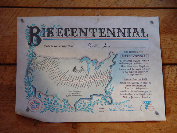 Bikecentennial certificate